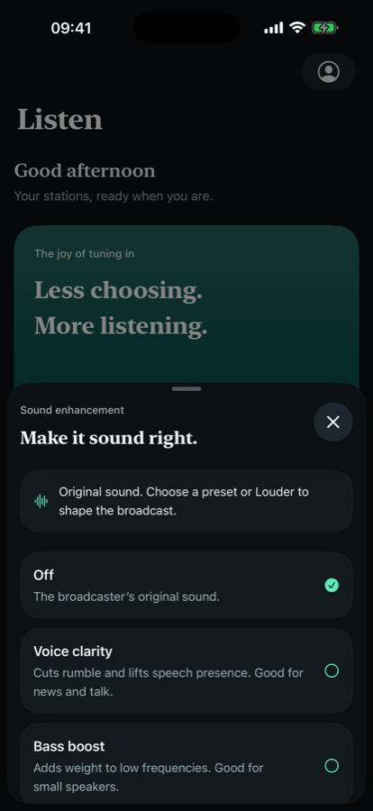 JustBeats Sound screen